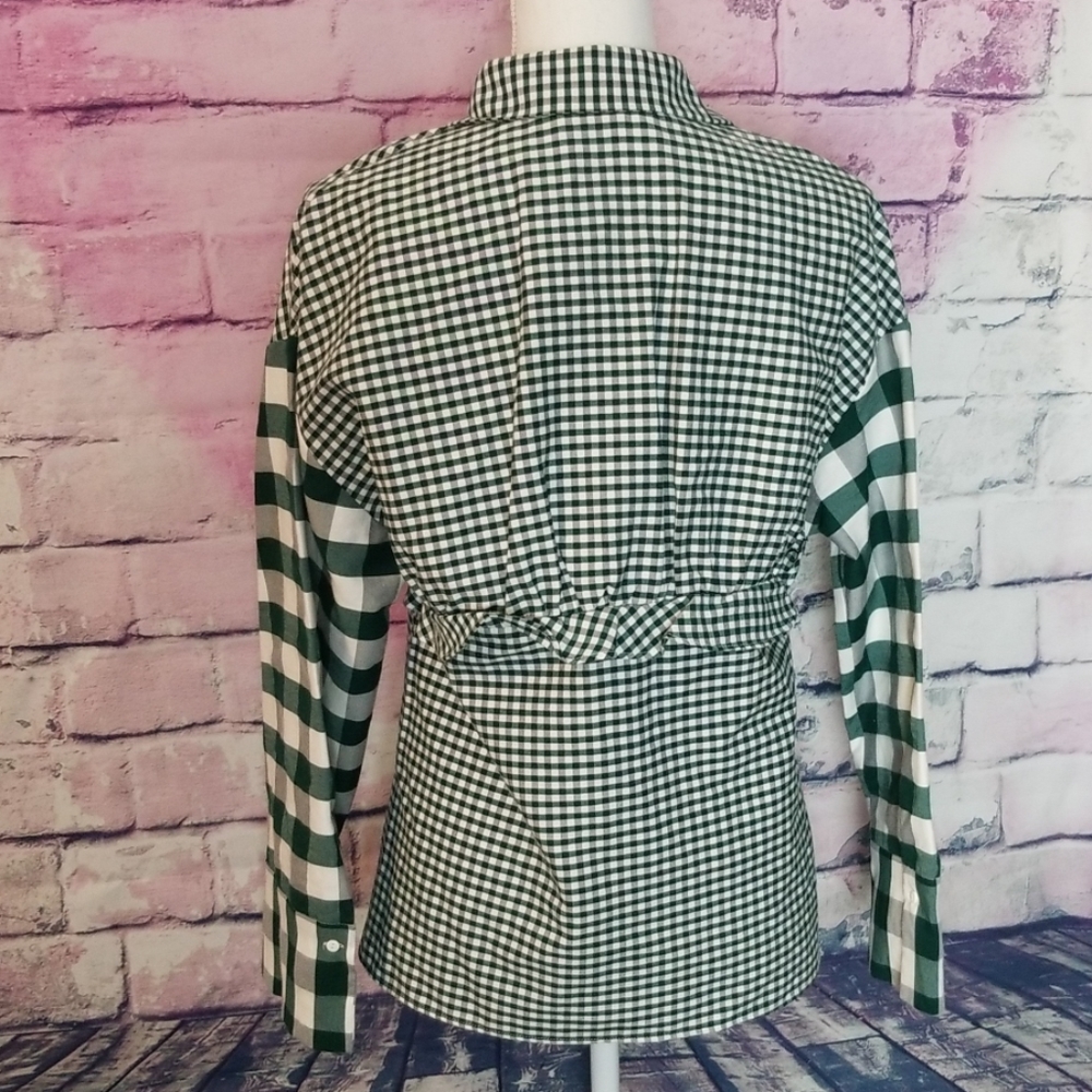 ZARA TRAFALUC COLLECTION GREEN CHECK OVERSIZED TOP - Picture 3 of 8